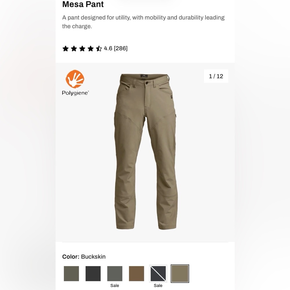 Sitka Mesa Pants-36x32 Buckskin *2 Pairs Available!!**